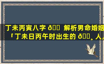 丁未丙寅八字 🐠 解析男命婚姻「丁未日丙午时出生的 🕸 人,八字命运如何」